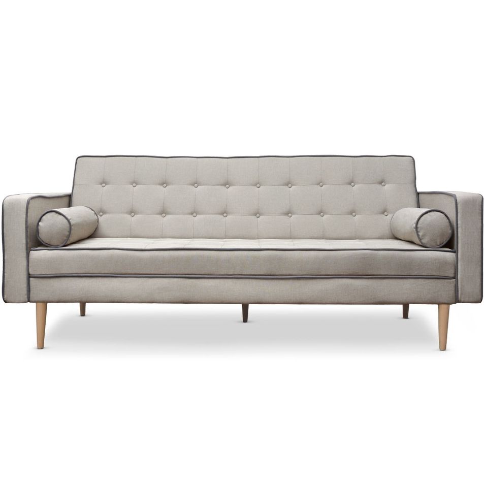 Canapé convertible Tissu Beige liseré gris Olivere - Photo n°1