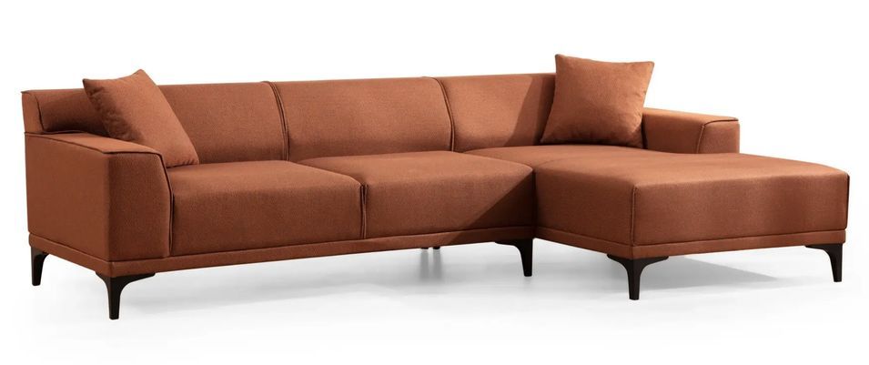 Canapé d'angle à droite moderne en tissu blanc avec 2 coussin Tivano 250 cm 2 - Photo n°1