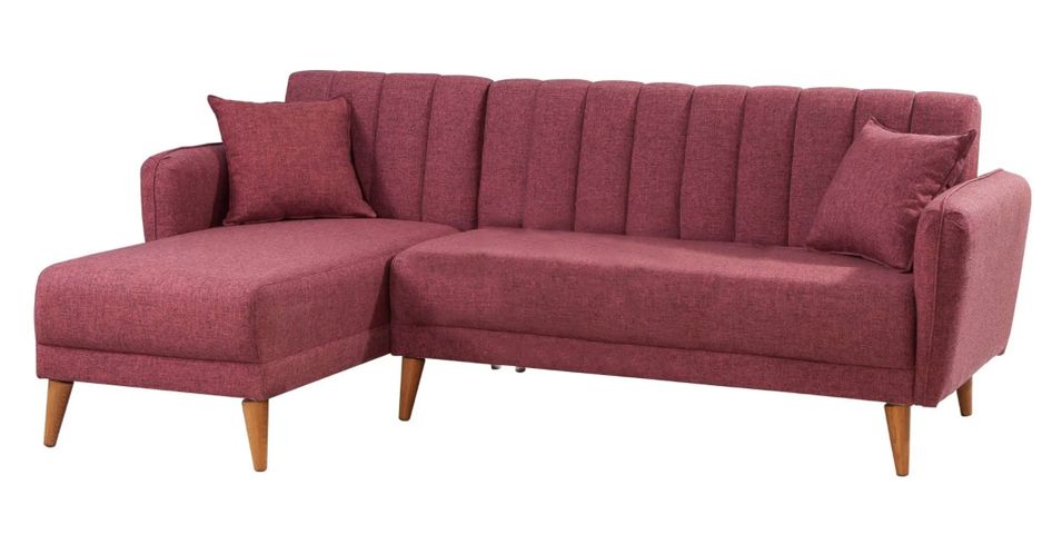 Canapé d'angle à gauche convertible lin rouge guava Bompart 225 cm - Photo n°1