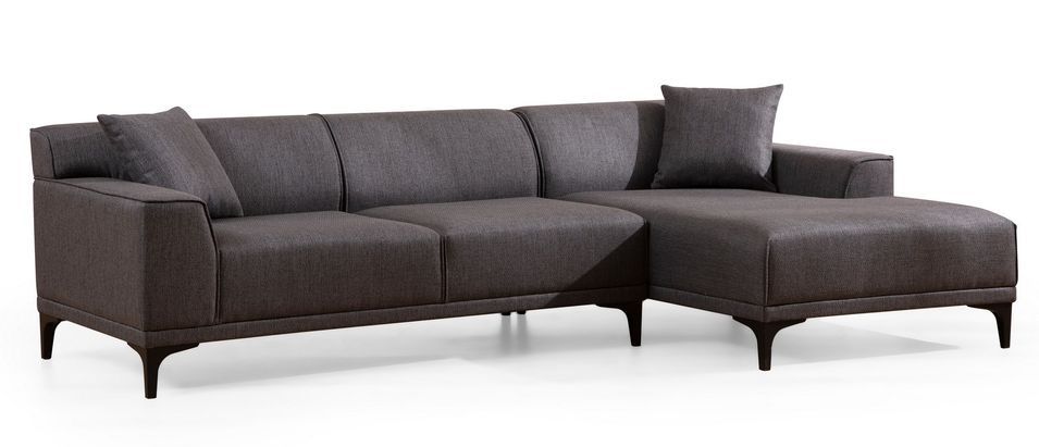 Canapé d'angle à gauche moderne en tissu anthracite avec 2 coussin Tivano 250 cm - Photo n°1