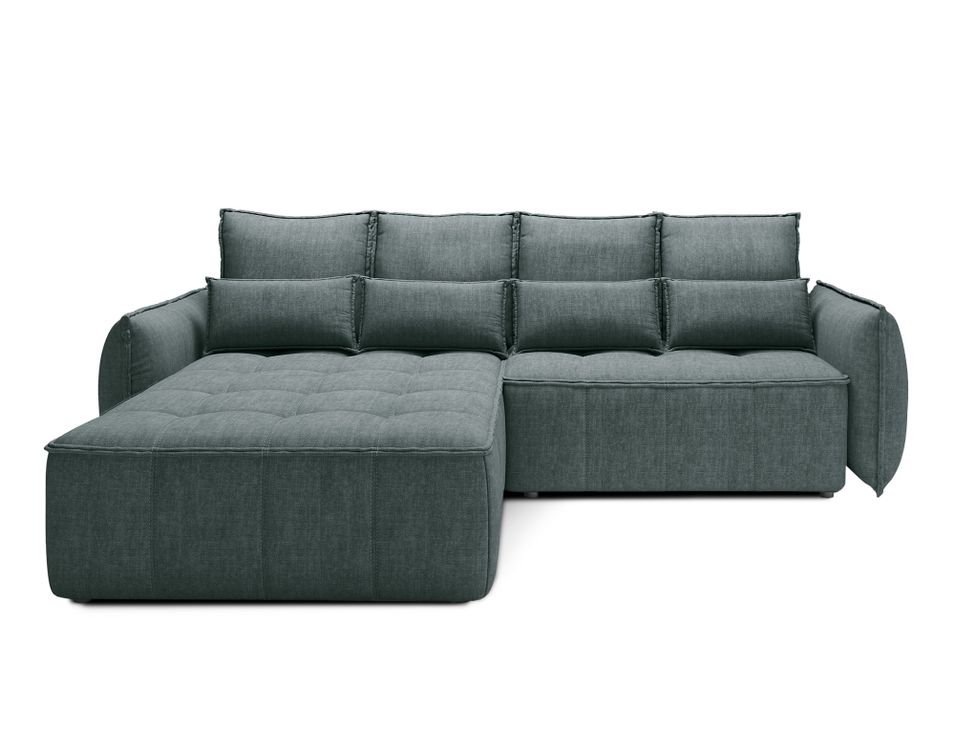 Canapé d’angle convertible 4 places KAMPUS en tissu effet cuir avec coffre de rangement – 265 cm - Photo n°1