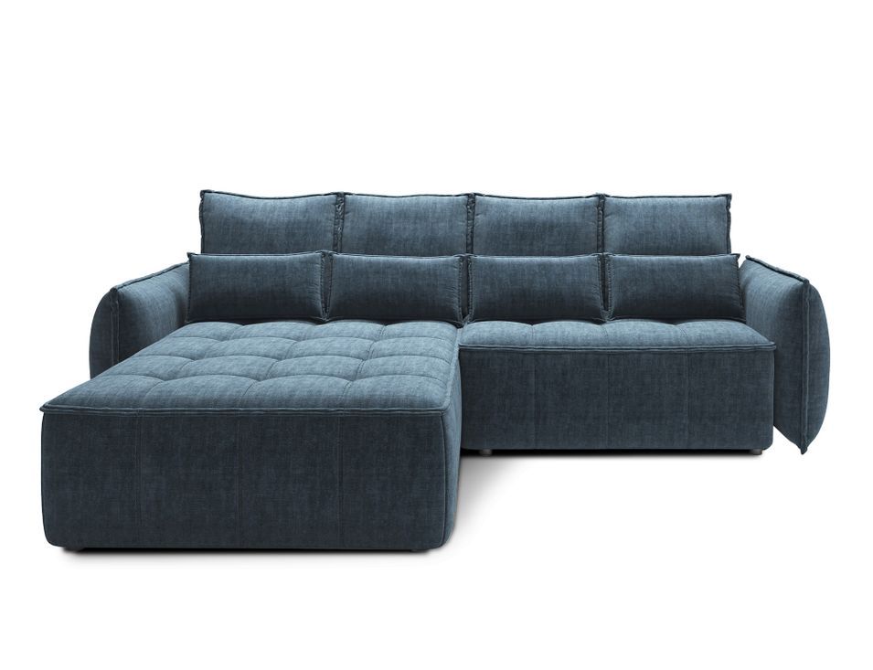 Canapé d’angle convertible 4 places KAMPUS en tissu effet cuir avec coffre de rangement – 265 cm - Photo n°1