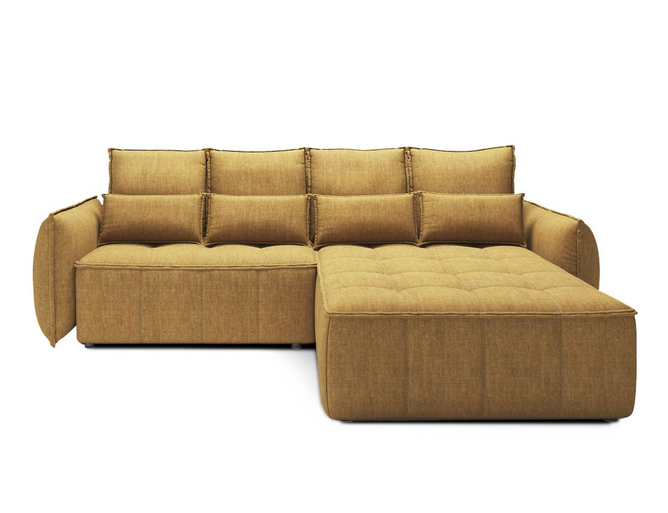 Canapé d’angle convertible 4 places KAMPUS en tissu effet cuir avec coffre de rangement – 265 cm - Photo n°1