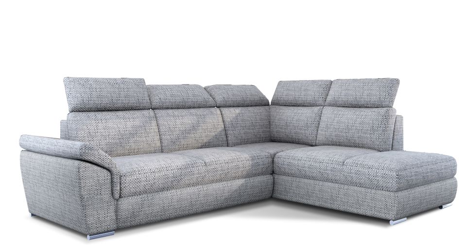 Canapé d’angle convertible 4 places KEPITA en tissu avec coffre et têtières réglables – 260 cm - Photo n°1