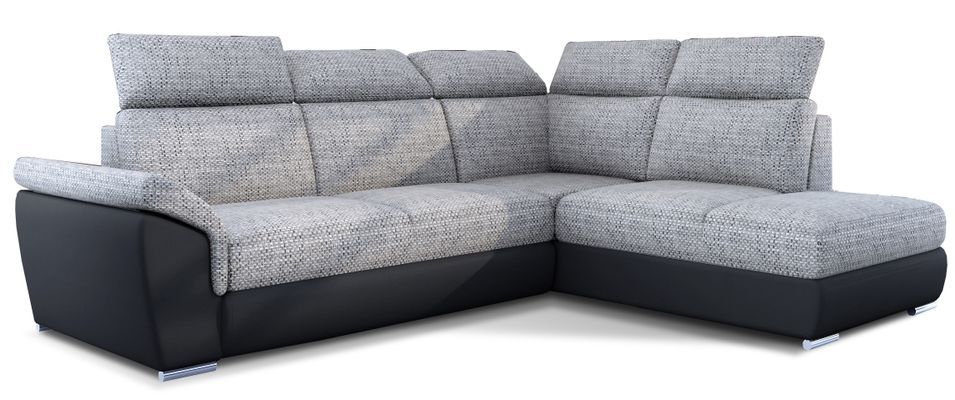 Canapé d’angle convertible 4 places KEPITA en tissu et simili cuir – 260 cm - Photo n°1