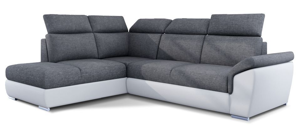 Canapé d’angle convertible 4 places KEPITA en tissu et simili cuir – 260 cm - Photo n°1