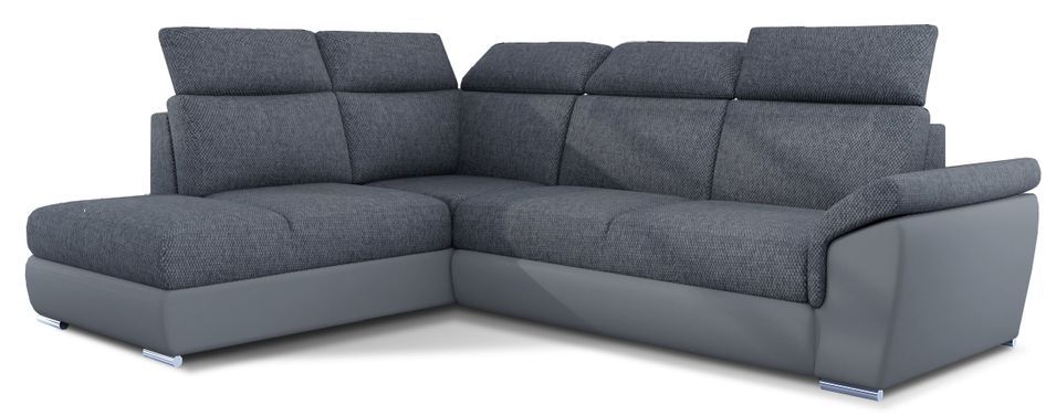Canapé d’angle convertible 4 places KEPITA en tissu et simili cuir – 260 cm - Photo n°1