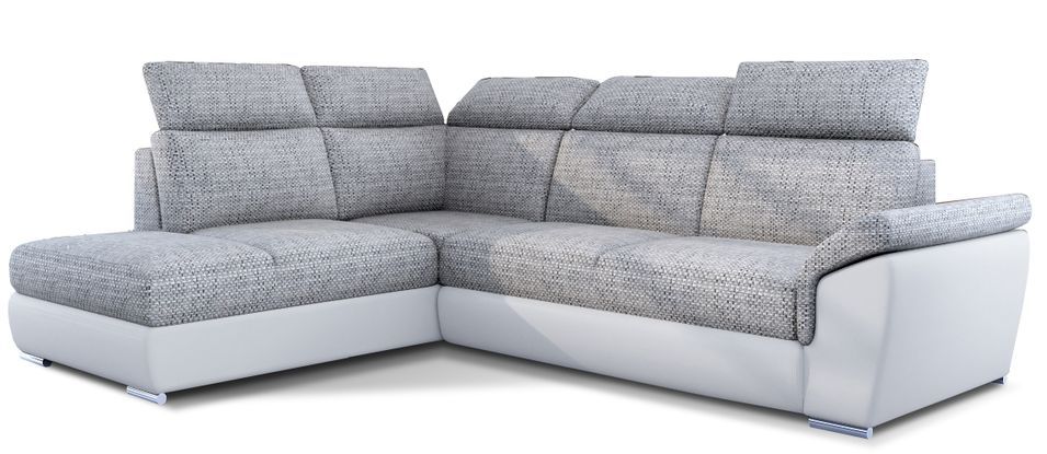 Canapé d’angle convertible 4 places KEPITA en tissu et simili cuir – 260 cm - Photo n°1