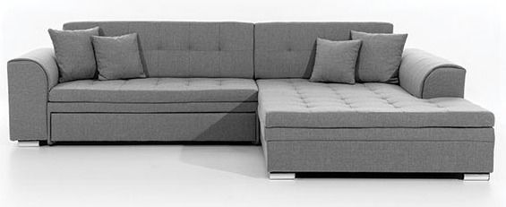 Canapé d’angle convertible 4 places LOOKA en tissu avec pieds en métal chromé – 296 cm - Photo n°1