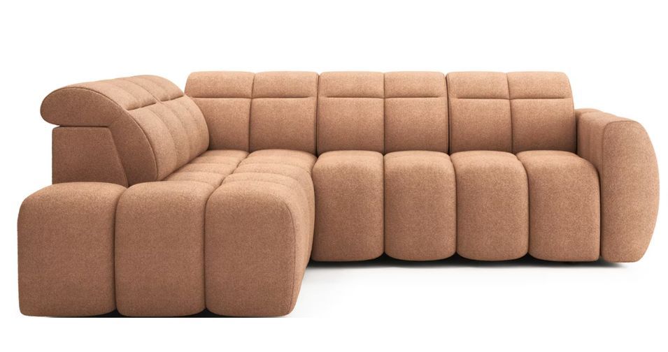 Canapé d’angle convertible 4 places tissu BOBOON 258 cm – Coffre de rangement - Photo n°1