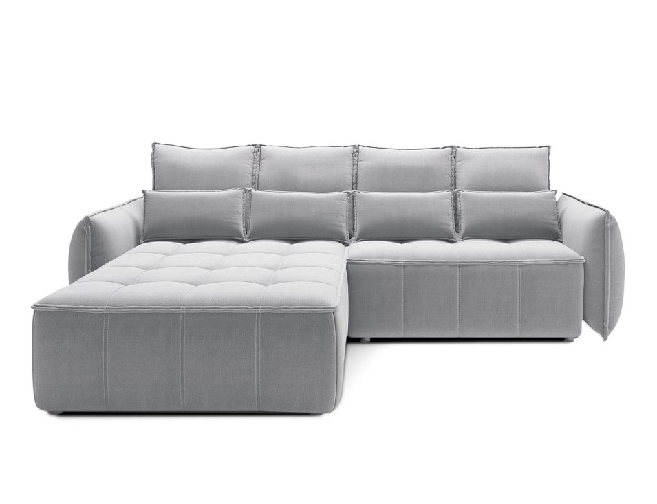 Canapé d’angle convertible 4 places tissu effet cuir KAMPUS 265 cm – Coffre de rangement - Photo n°1