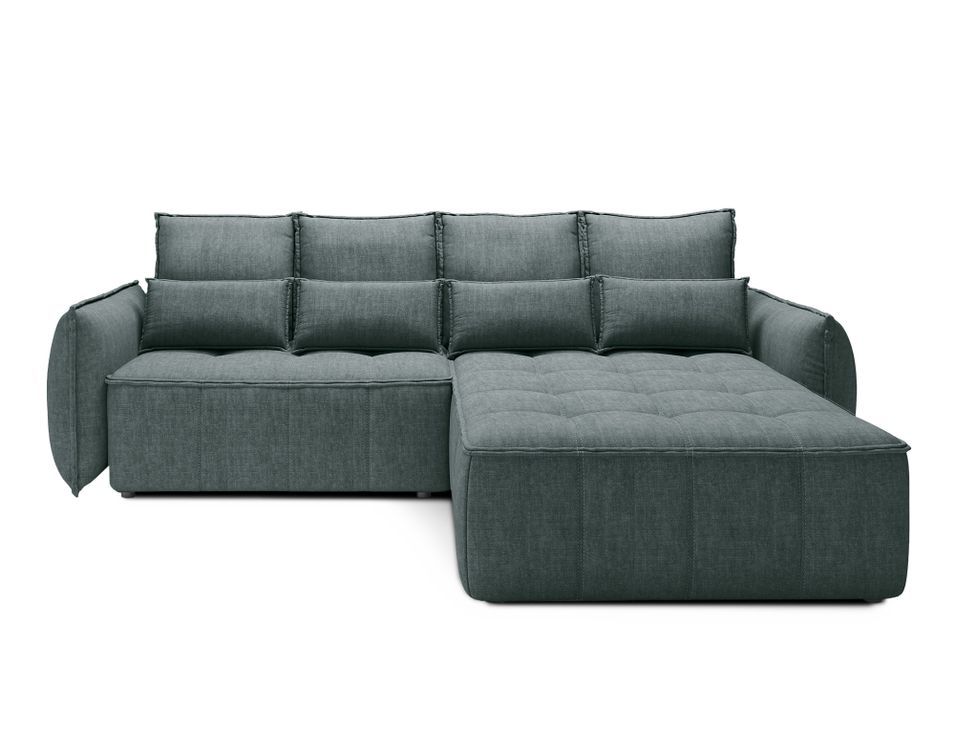 Canapé d’angle convertible 4 places tissu effet cuir KAMPUS 265 cm – Coffre de rangement - Photo n°1