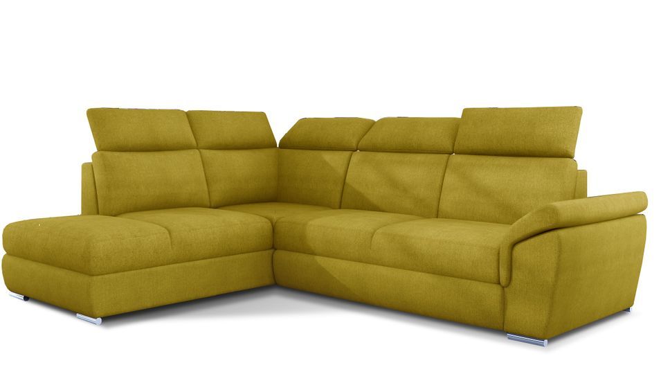 Canapé d'angle convertible 4 places tissu KEPITA - Appuis-tête réglables et rangement - Photo n°1