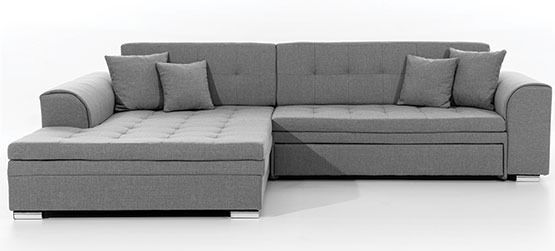 Canapé d'angle convertible 4 places tissu LOOKA - Pieds métal chromé - Photo n°1