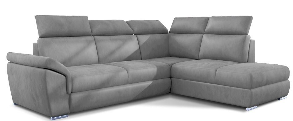 Canapé d'angle convertible 4 places velours KEPITA 260 cm - Appuis-tête réglables et rangement - Photo n°1