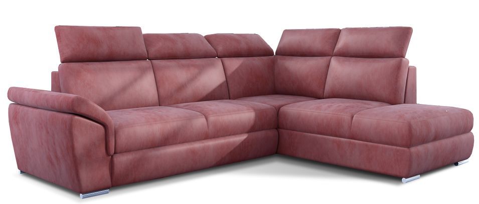 Canapé d'angle convertible 4 places velours KEPITA 260 cm - Appuis-tête réglables et rangement - Photo n°1