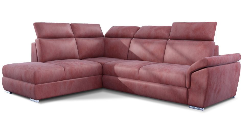 Canapé d'angle convertible 4 places velours KEPITA 260 cm - Appuis-tête réglables et rangement - Photo n°1