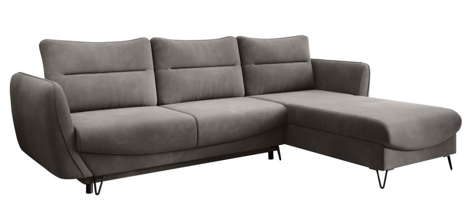 Canapé d'angle convertible 4 places velours ZURIK 276 cm - Photo n°1