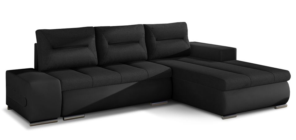 Canapé d’angle convertible 4 places WAKER Bi matiéres Tissu et simili cuir – 275 cm - Photo n°1