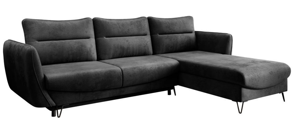 Canapé d’angle convertible 4 places ZURIK en velours – 276 cm - Photo n°1