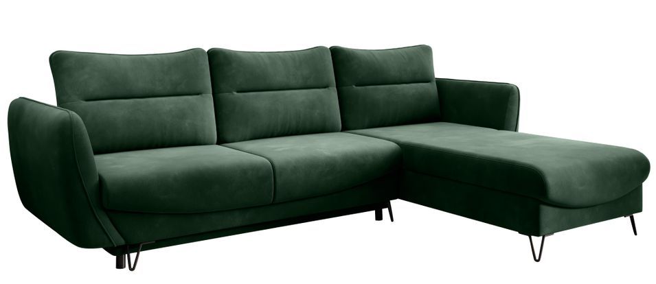 Canapé d’angle convertible 4 places ZURIK en velours – 276 cm - Photo n°1