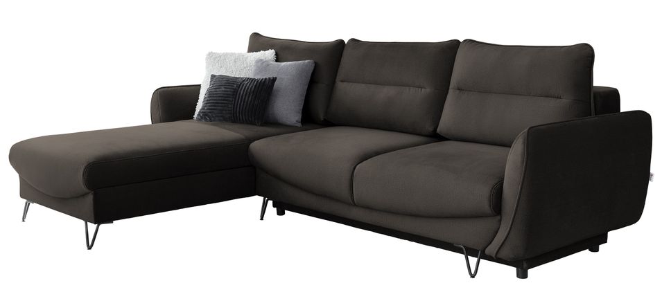 Canapé d’angle convertible 4 places ZURIK en velours – 276 cm - Photo n°1