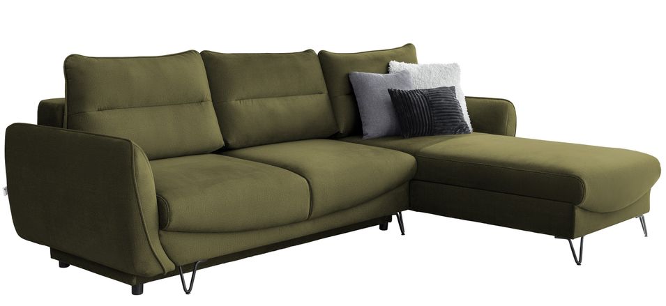 Canapé d’angle convertible 4 places ZURIK en velours – 276 cm - Photo n°1