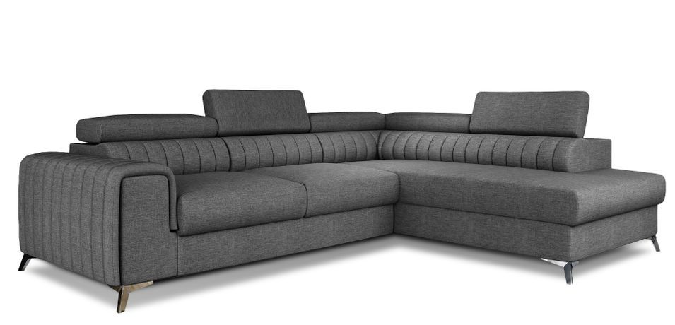 Canapé d’angle convertible 5 places LOZA en tissu avec coffre – 278 cm - Photo n°1
