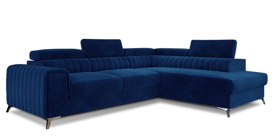 Canapé d’angle convertible 5 places LOZA en velours avec coffre – 278 cm - Photo n°1