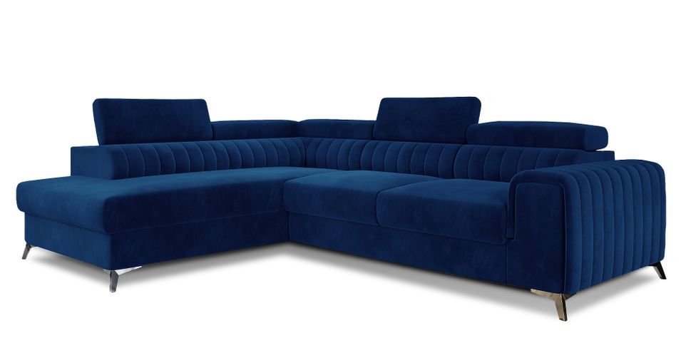 Canapé d’angle convertible 5 places LOZA en velours avec coffre – 278 cm - Photo n°1