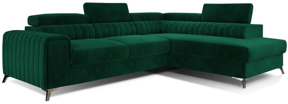 Canapé d’angle convertible 5 places LOZA en velours avec coffre – 278 cm - Photo n°1
