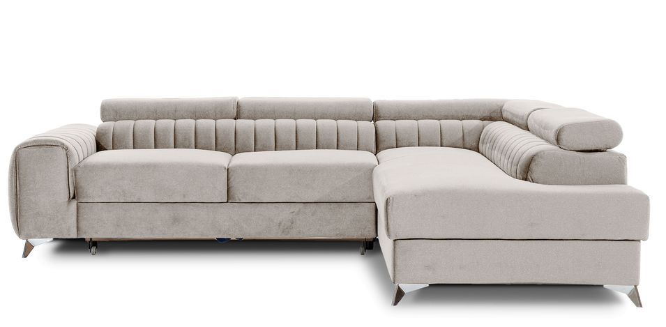 Canapé d’angle convertible 5 places LOZA en velours avec coffre – 278 cm - Photo n°1