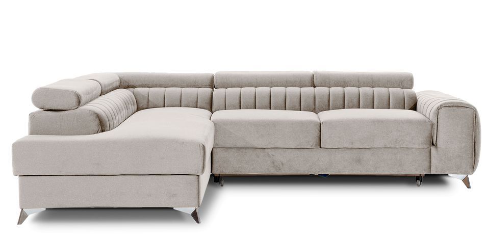 Canapé d’angle convertible 5 places LOZA en velours avec coffre – 278 cm - Photo n°1