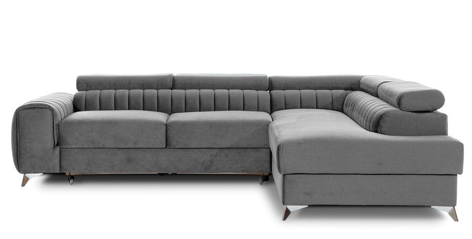 Canapé d’angle convertible 5 places LOZA en velours avec coffre – 278 cm - Photo n°1