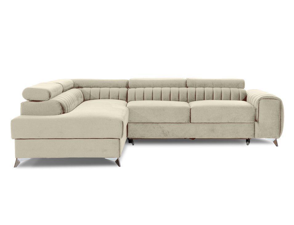 Canapé d’angle convertible 5 places LOZA en velours avec coffre – 278 cm - Photo n°1