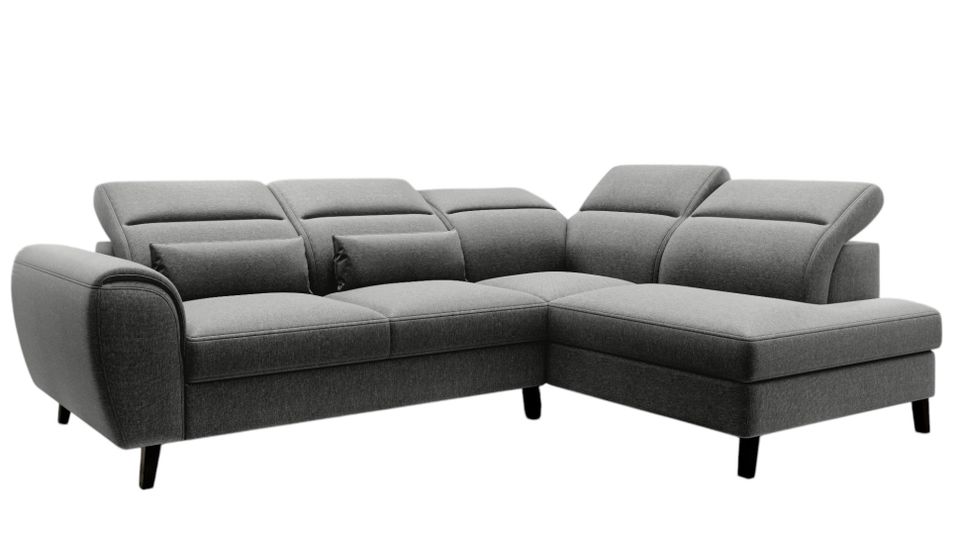 Canapé d'angle convertible avec rangement tissu NOBLESSE - Pieds bois noir - Photo n°1