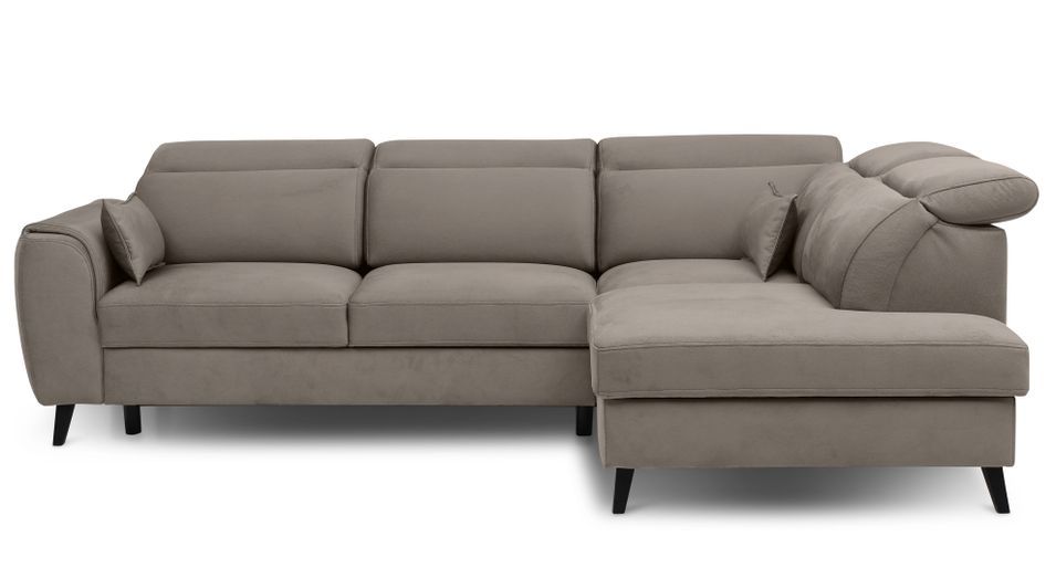 Canapé d'angle convertible avec rangement tissu NOBLESSE - Pieds bois noir - Photo n°1