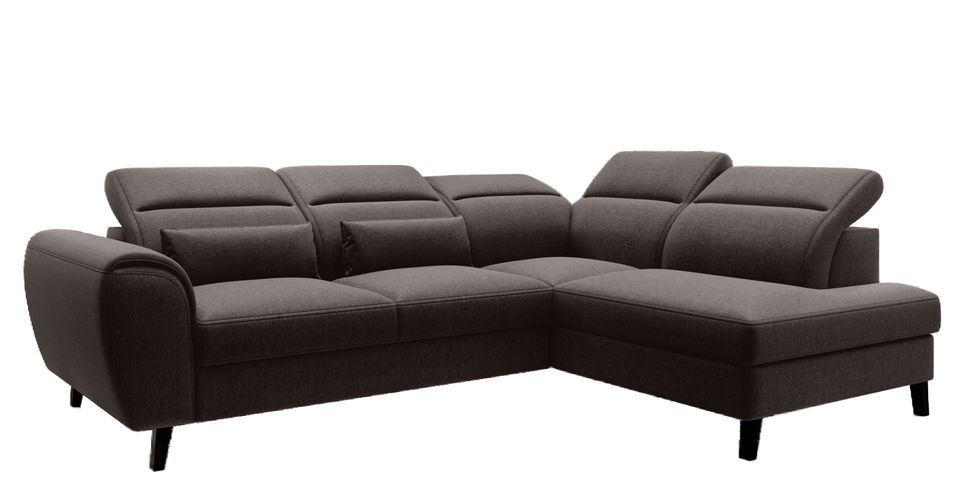 Canapé d'angle convertible avec rangement tissu NOBLESSE - Pieds bois noir - Photo n°1