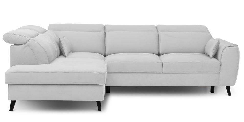 Canapé d'angle convertible avec rangement tissu NOBLESSE - Pieds bois noir - Photo n°1
