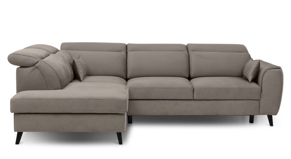 Canapé d'angle convertible avec rangement tissu NOBLESSE - Pieds bois noir - Photo n°1