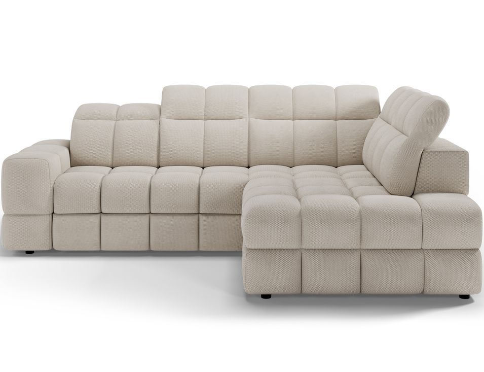 Canapé d'angle convertible BOKER en tissu avec coffre de rangement et têtières réglables - 296 cm - Photo n°1