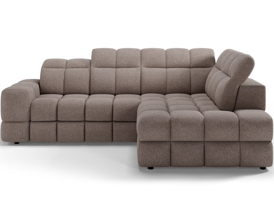 Canapé d'angle convertible BOKER en tissu avec coffre de rangement et têtières réglables - 296 cm - Photo n°1