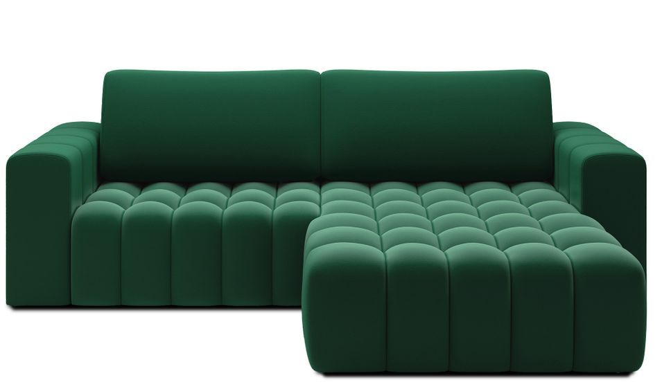 Canapé d’angle convertible BOZEN en velours capitonné avec coffre – 250 cm - Photo n°1