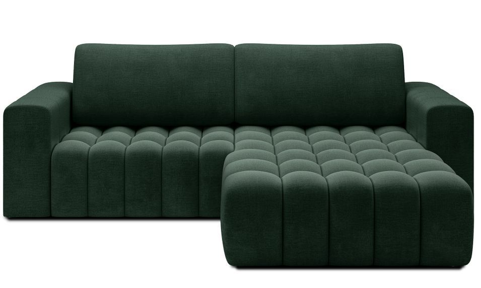 Canapé d’angle convertible BOZEN en velours capitonné avec coffre – 250 cm - Photo n°1