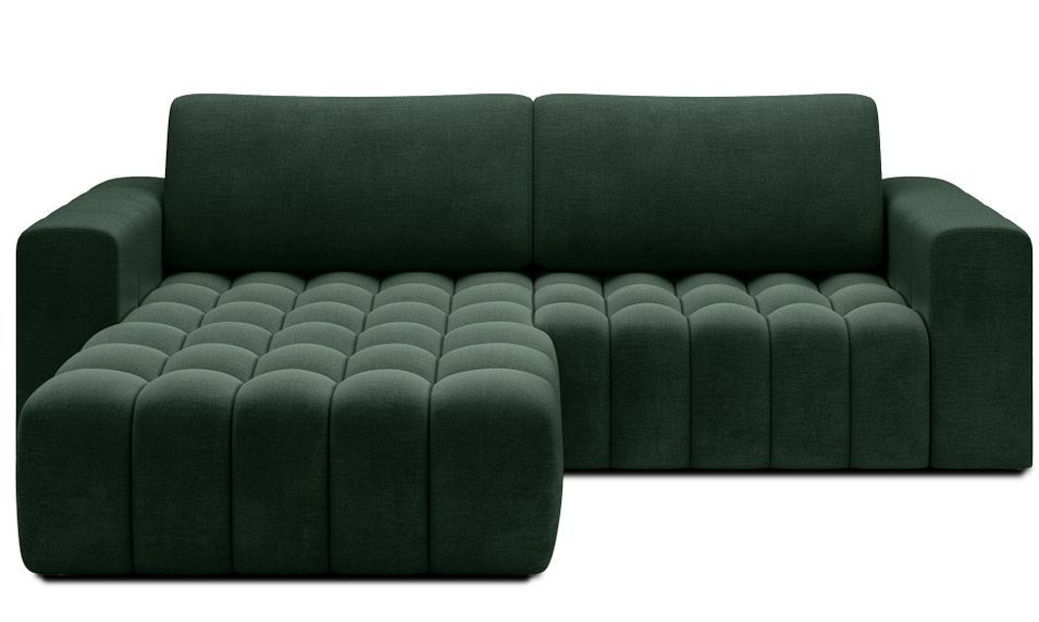 Canapé d’angle convertible BOZEN en velours capitonné avec coffre – 250 cm - Photo n°1