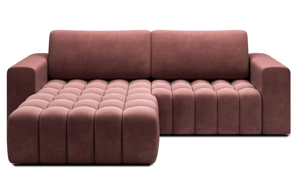 Canapé d’angle convertible BOZEN en velours capitonné avec coffre – 250 cm - Photo n°1