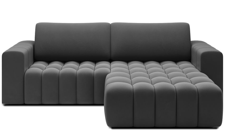 Canapé d’angle convertible BOZEN en velours capitonné avec coffre – 250 cm - Photo n°1