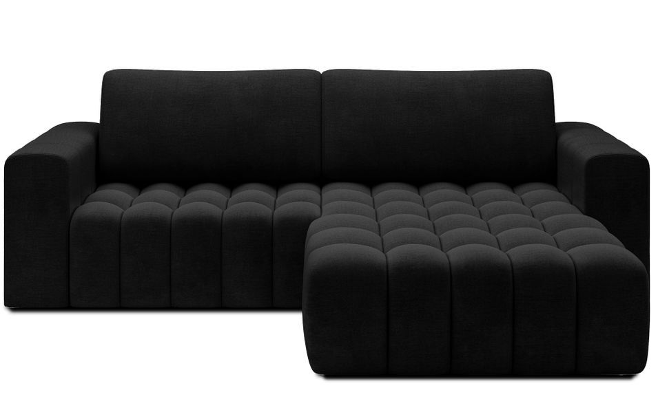 Canapé d’angle convertible BOZEN en velours capitonné avec coffre – 250 cm - Photo n°1