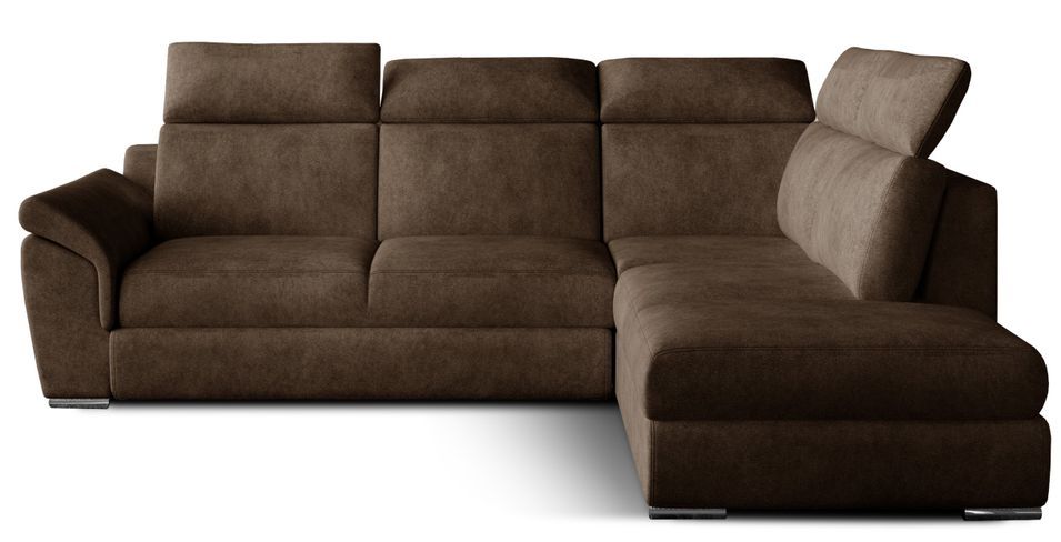 Canapé d'angle convertible en tissu KEPITA - Appuis-tête réglables et rangement - Photo n°1