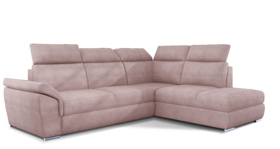 Canapé d'angle convertible en tissu KEPITA - Appuis-tête réglables et rangement - Photo n°1